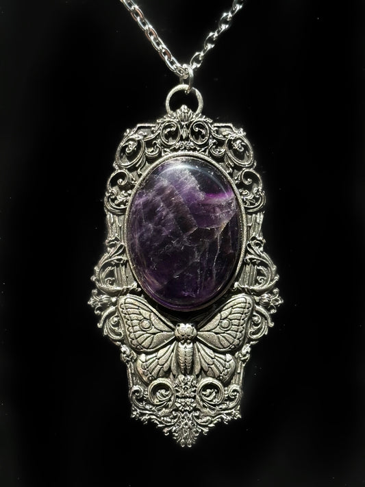 MOTH IN A COFFIN - Mother of Hades Amethyst Necklace