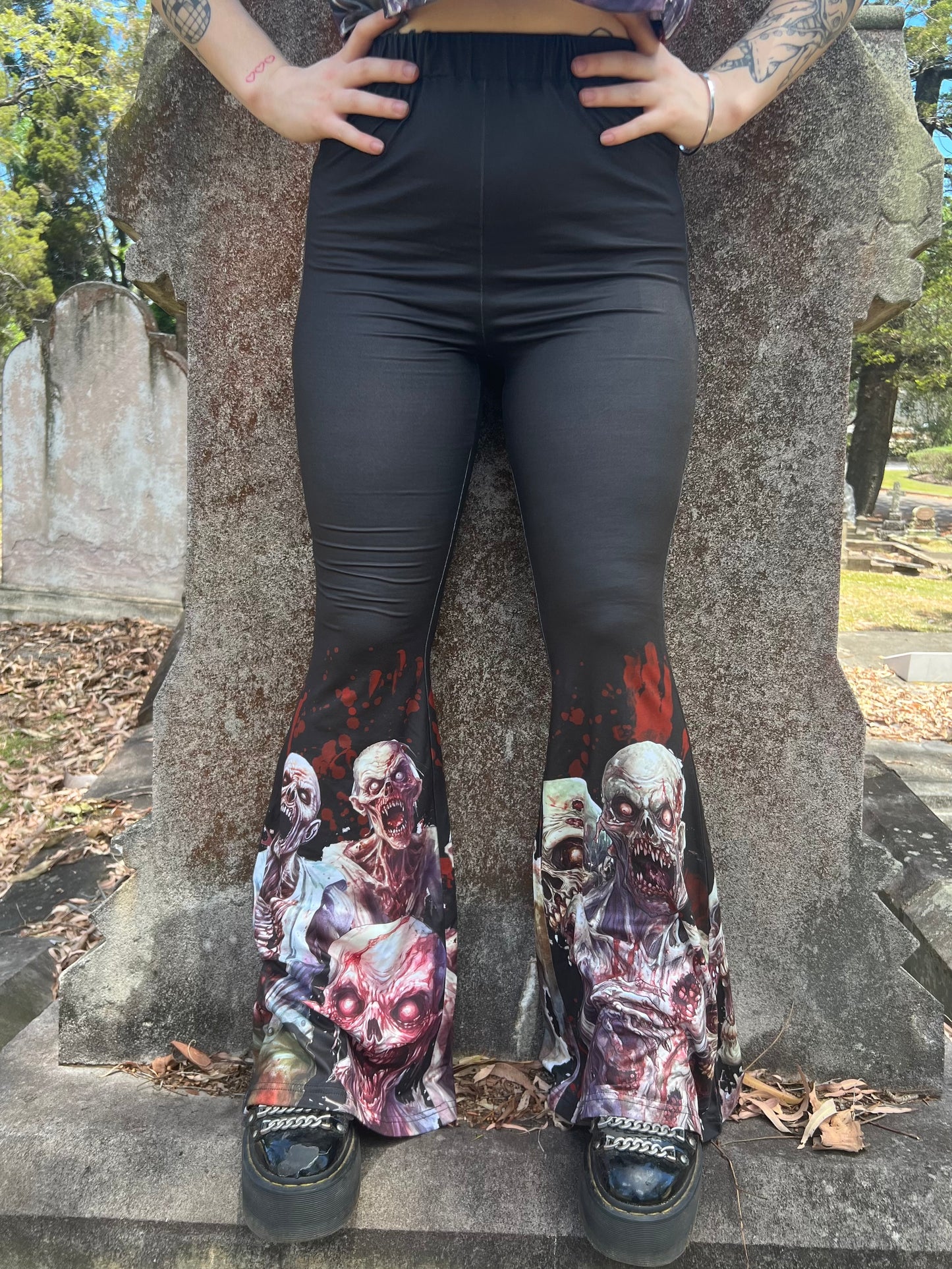 DON'T GET EATEN - zombie attack High waist flares