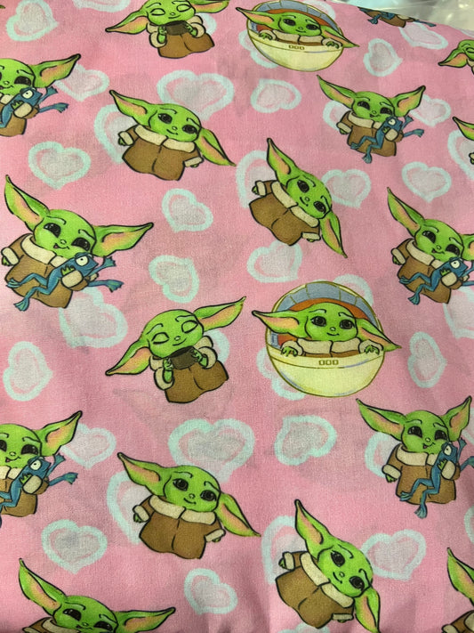 BABY YODA AND FROG - Polycotton Fabric from Japan