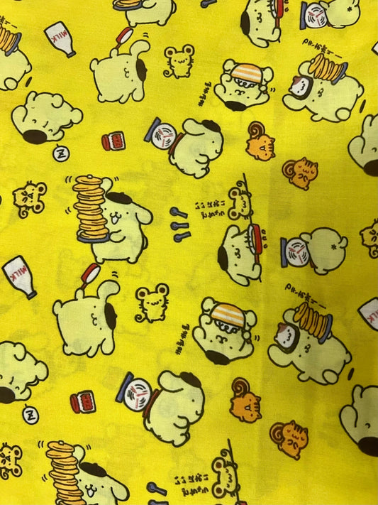 POMPOMPURIN PANCAKES - Polycotton Fabric from Japan