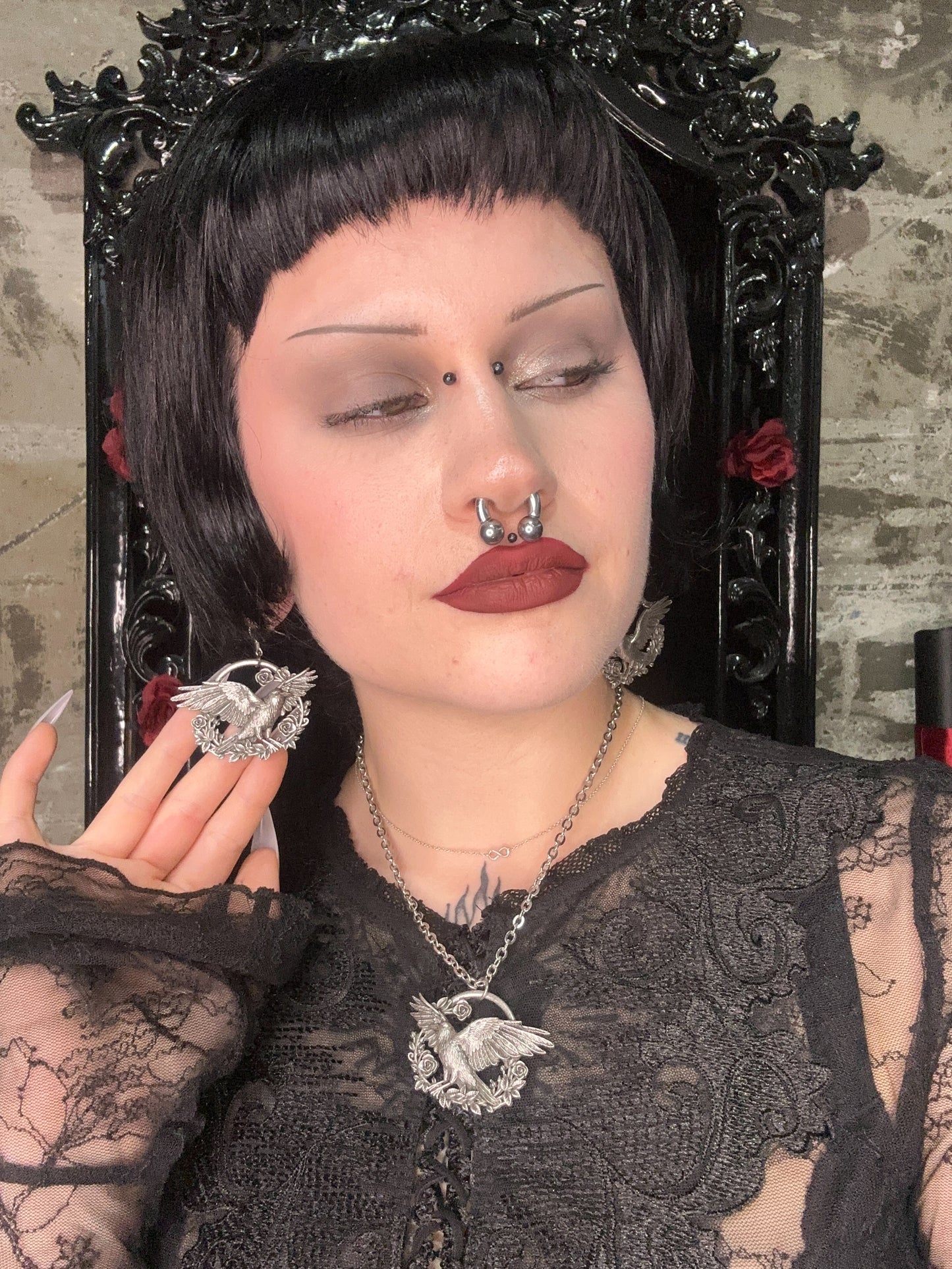 A MURDER IN THE ROSES - Mother of Hades NIGHT GARDEN Earrings