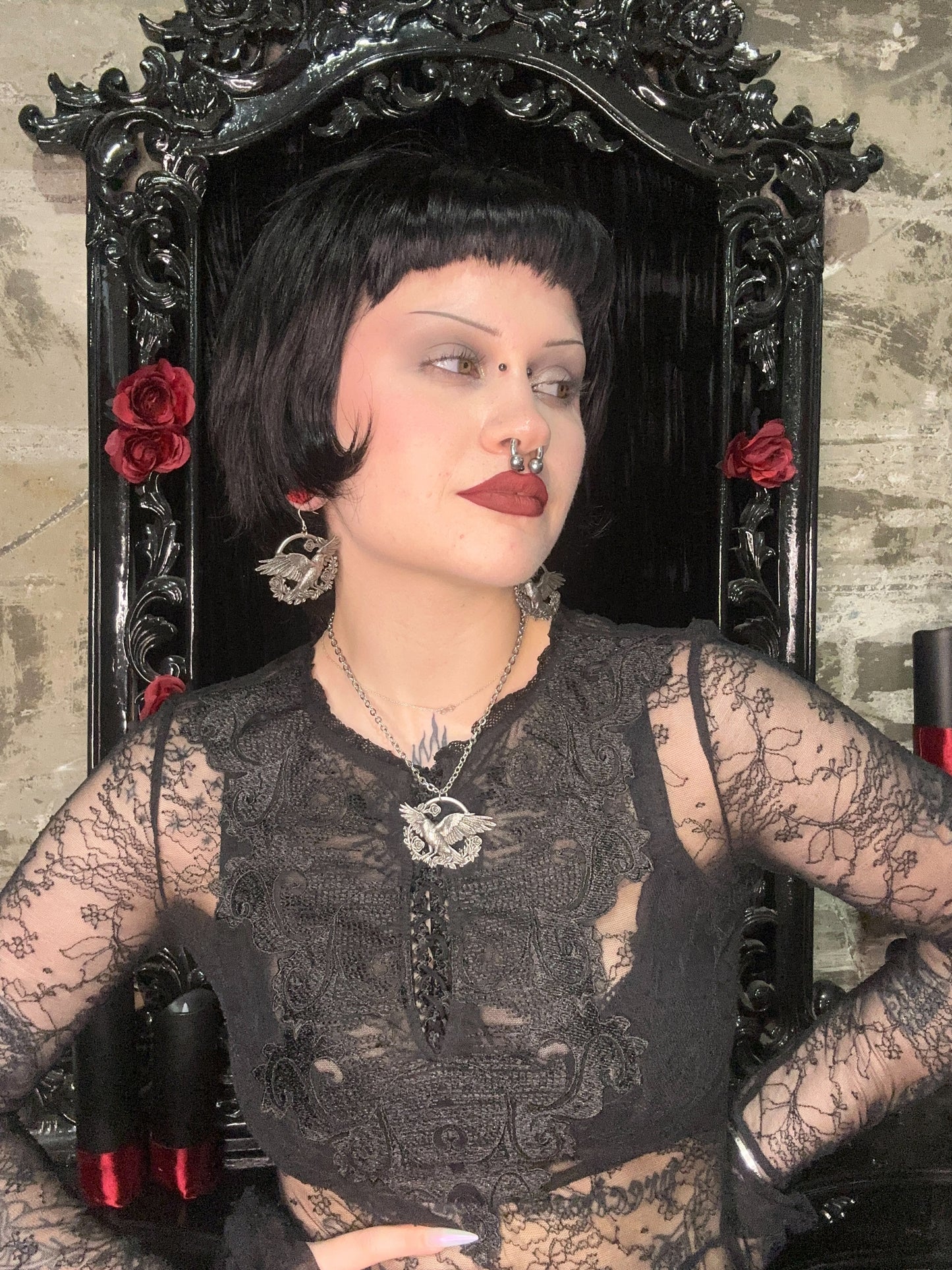 A MURDER IN THE ROSES - Mother of Hades NIGHT GARDEN Earrings