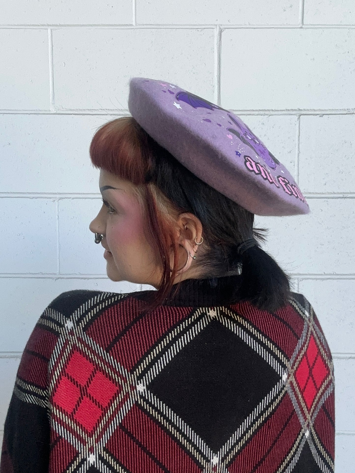 FLAP AROUND BERET - Lilac Bat Beret