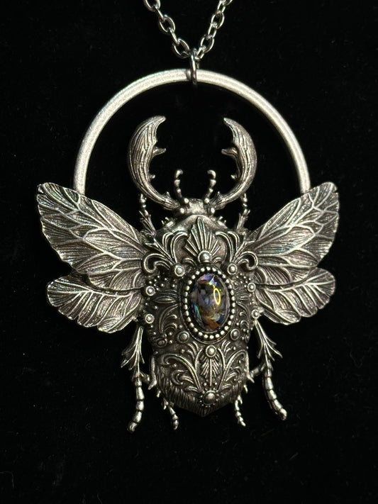 SCARAB RISING - Mother of Hades Beetle Necklace