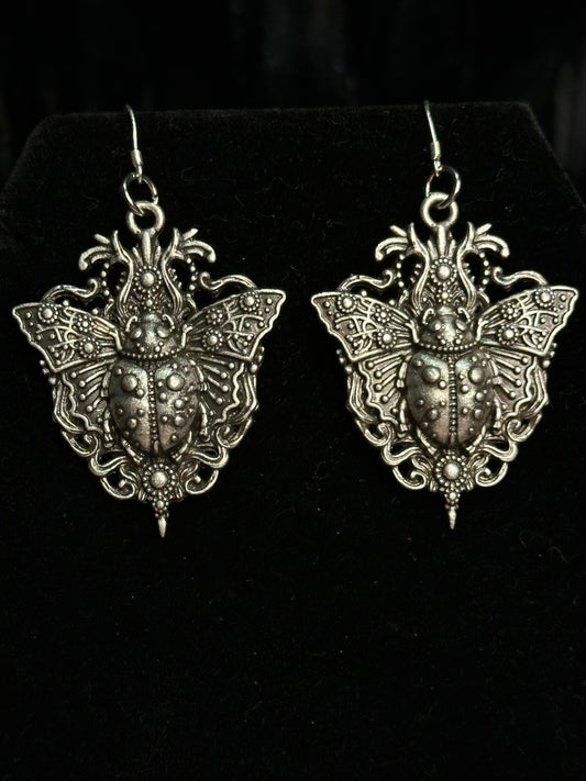 TWIN SCARAB - Mother of Hades Beetle Earrings