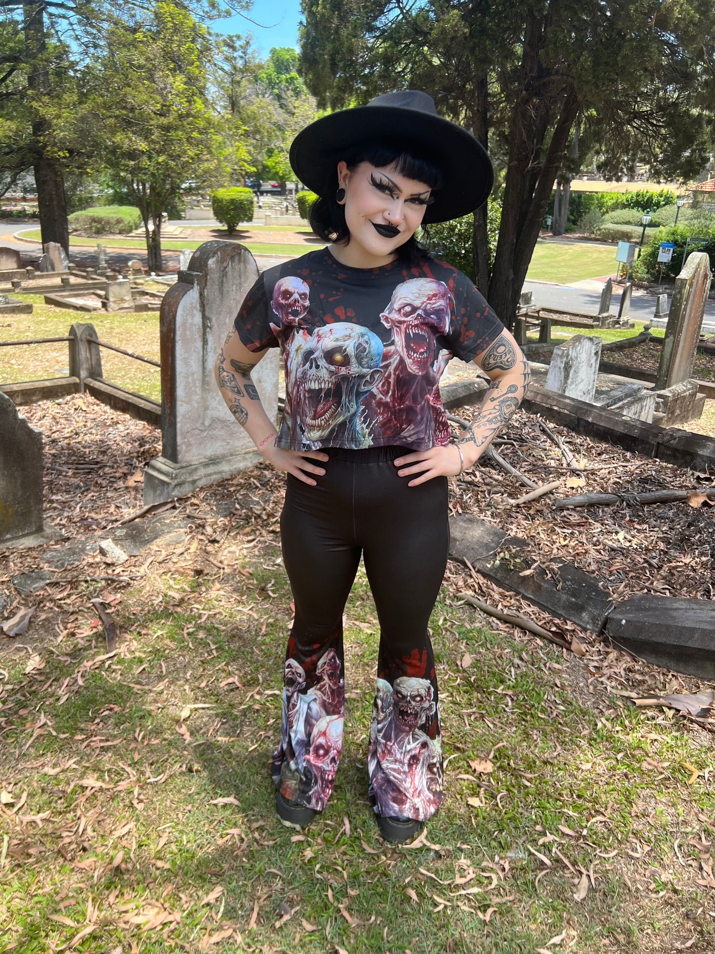 DON'T GET EATEN - zombie attack High waist flares