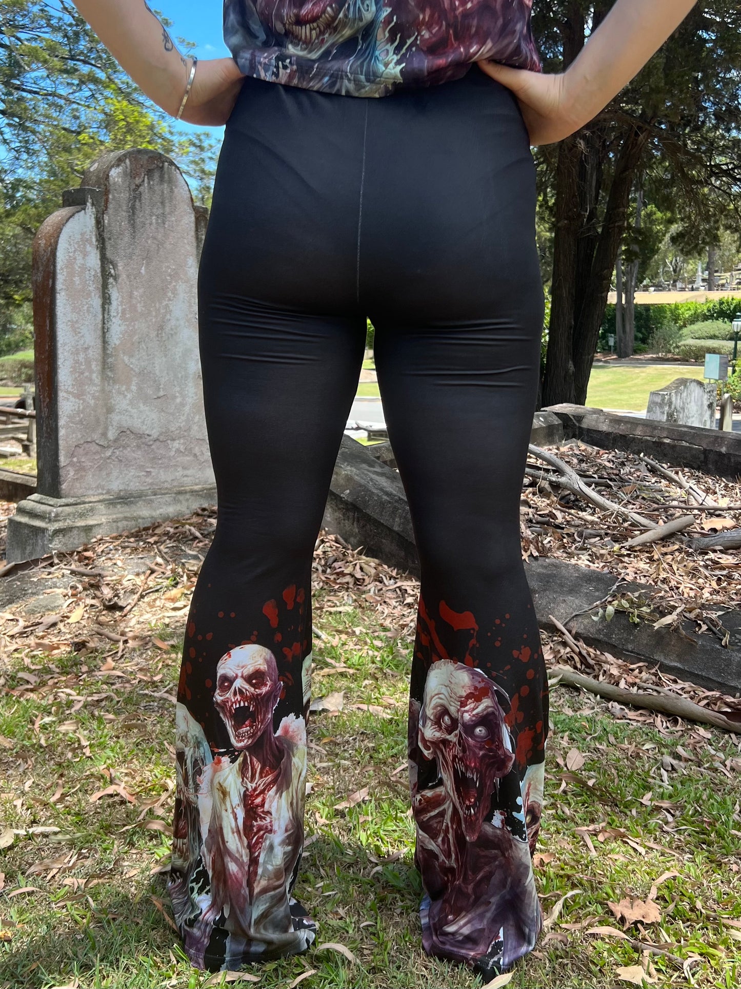 DON'T GET EATEN - zombie attack High waist flares