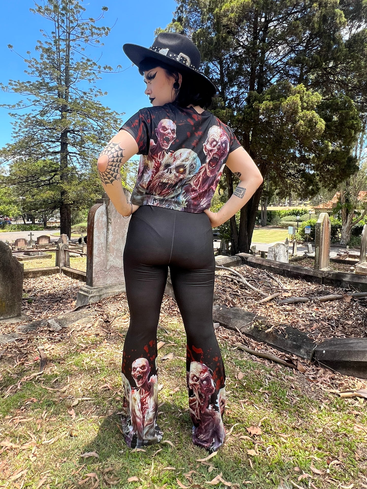 DON'T GET EATEN - zombie attack High waist flares
