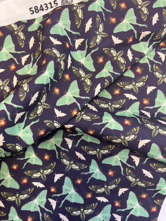 LUNAR MOTH AQUA - Polycotton Fabric from Japan
