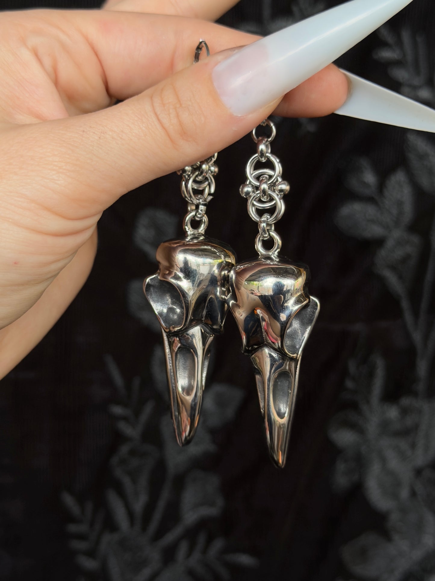 CARRION - Bird Skull Pendant Ear Hanger