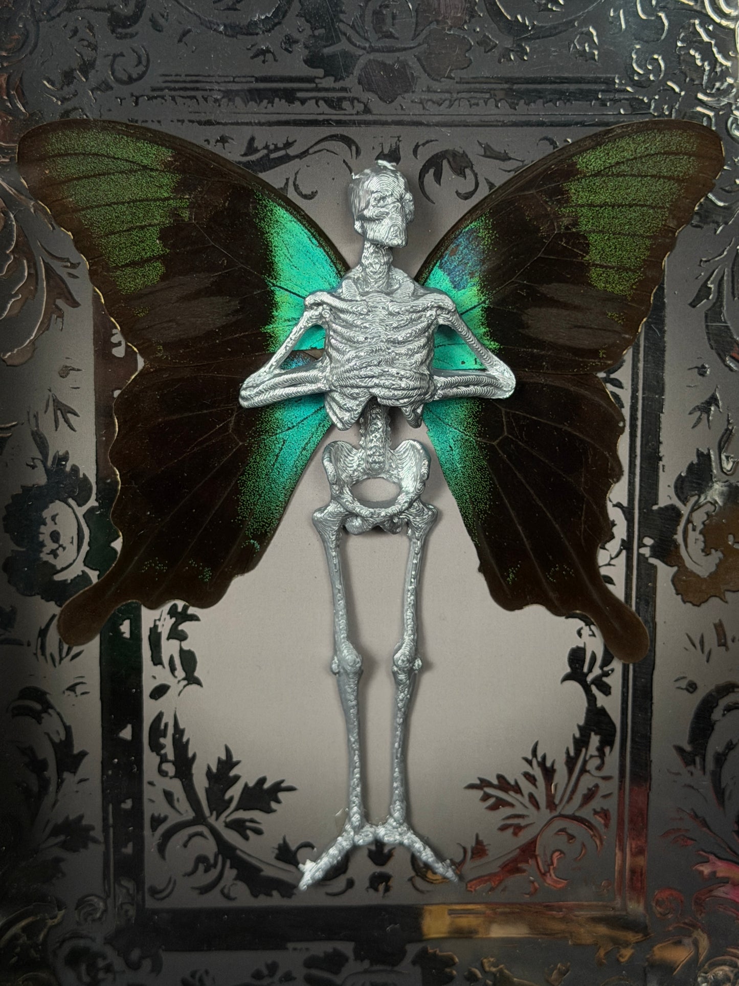 MOLTEN SILVER SWALLOWTAIL FAIRY - Mother of Hades Dead Fairy Frame