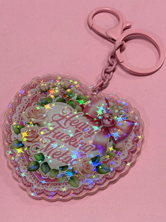 HEAVY FUCKING METAL - Drop Dead Gorgeous Iridescent Keychain