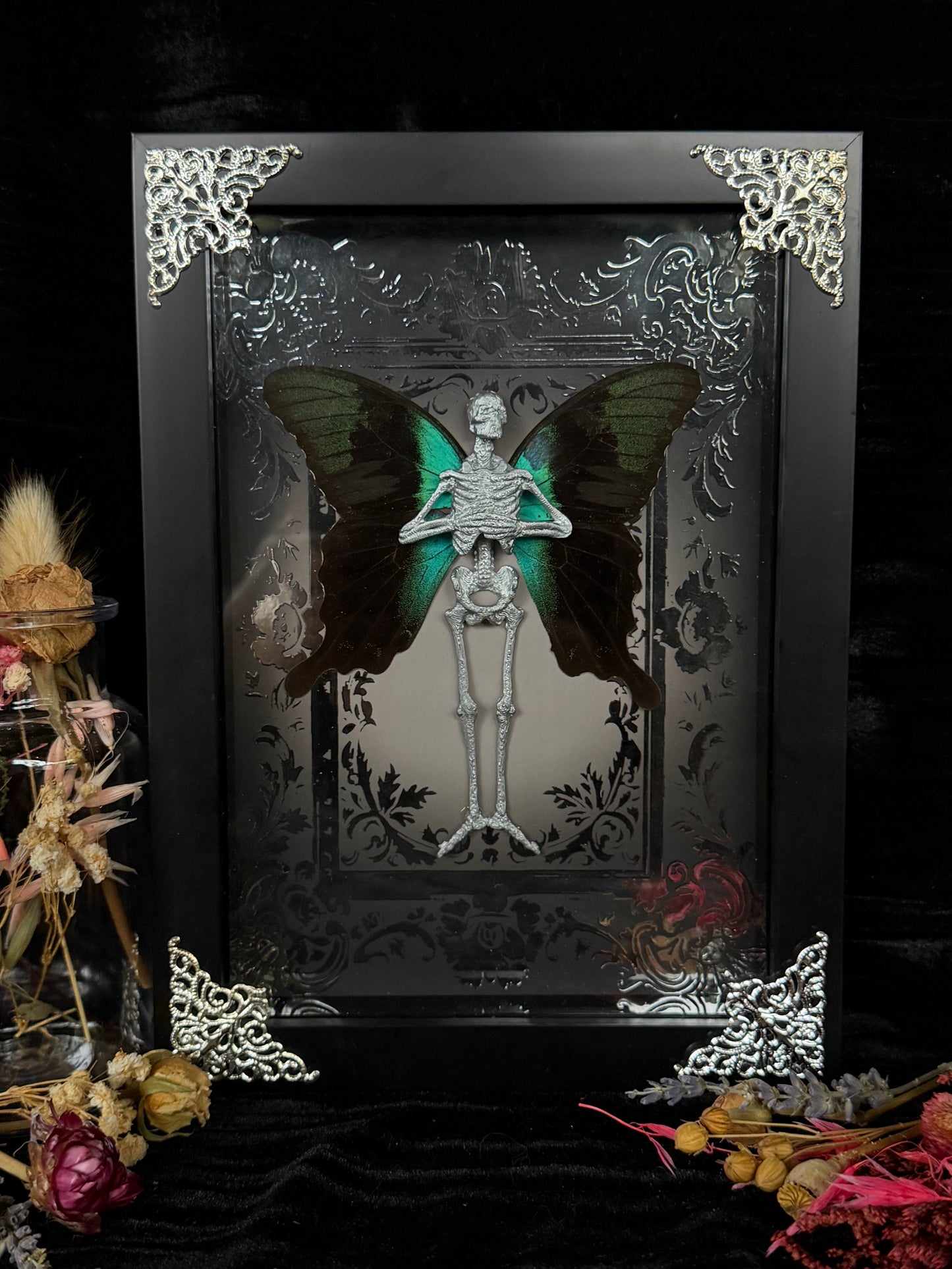 MOLTEN SILVER SWALLOWTAIL FAIRY - Mother of Hades Dead Fairy Frame
