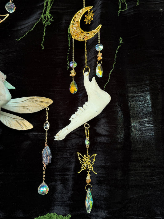 SHEEP MANDIBLE SUN CATCHER - With Citrine Moon