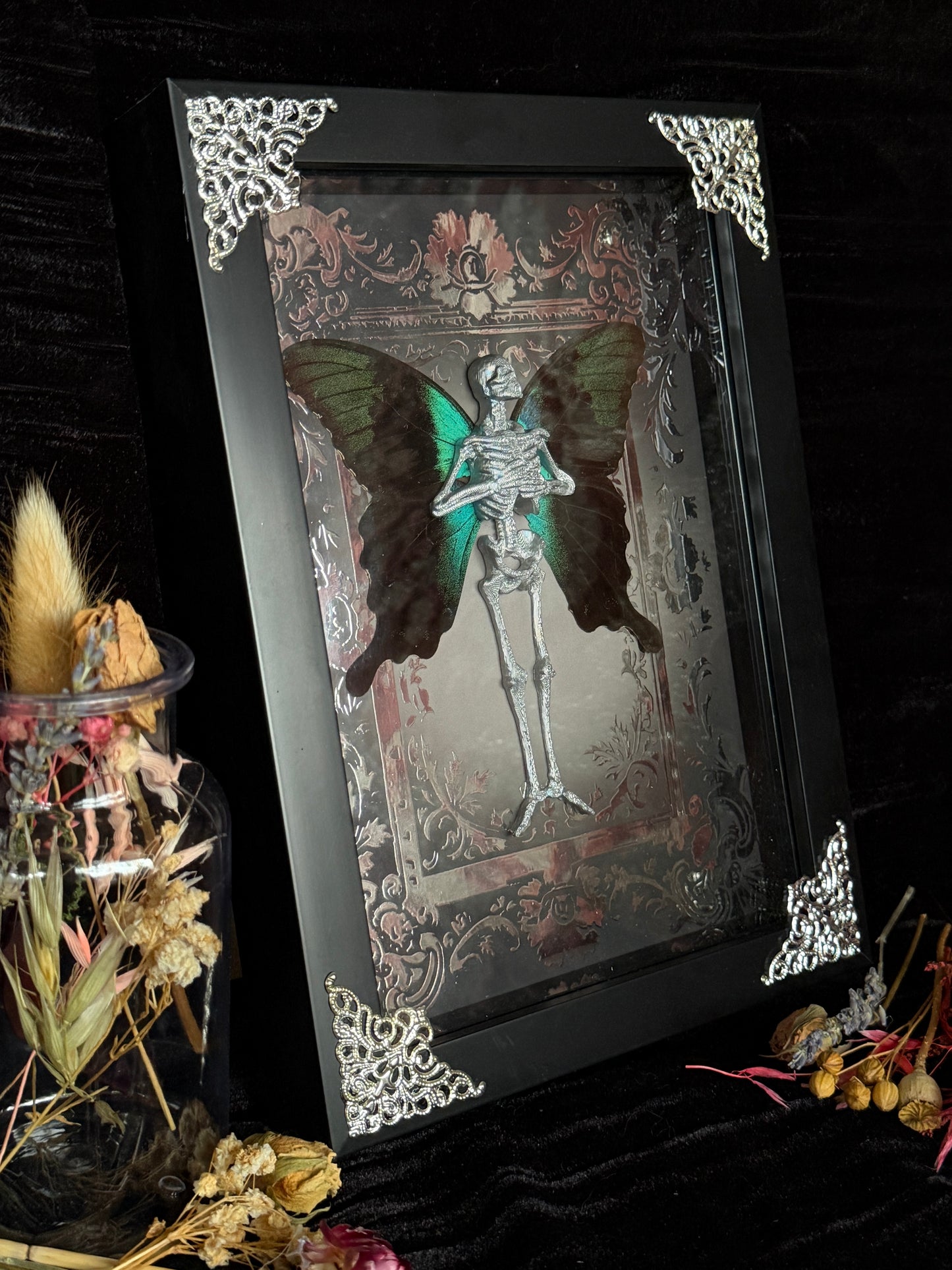 MOLTEN SILVER SWALLOWTAIL FAIRY - Mother of Hades Dead Fairy Frame