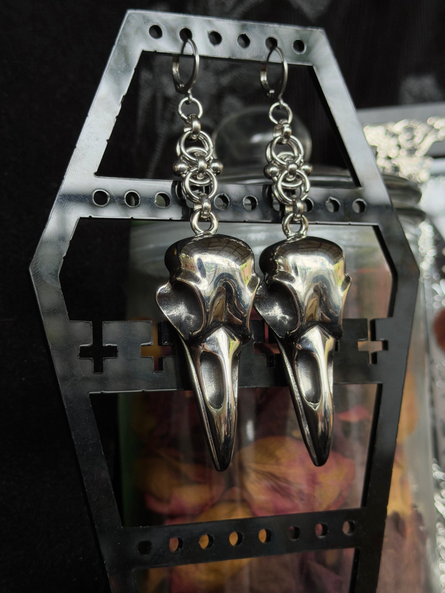 CARRION - Bird Skull Pendant Ear Hanger