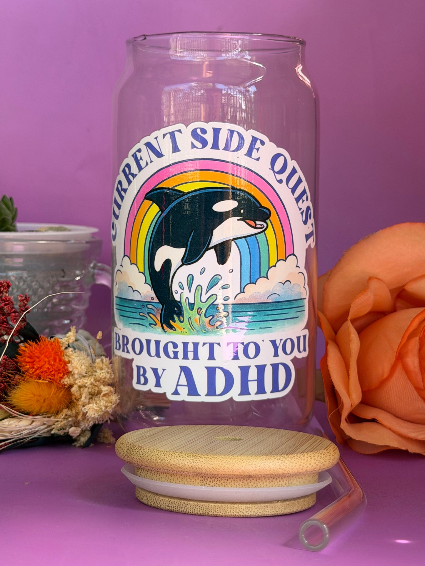 ADHD SIDE QUEST - Glass Latte Drink Cup
