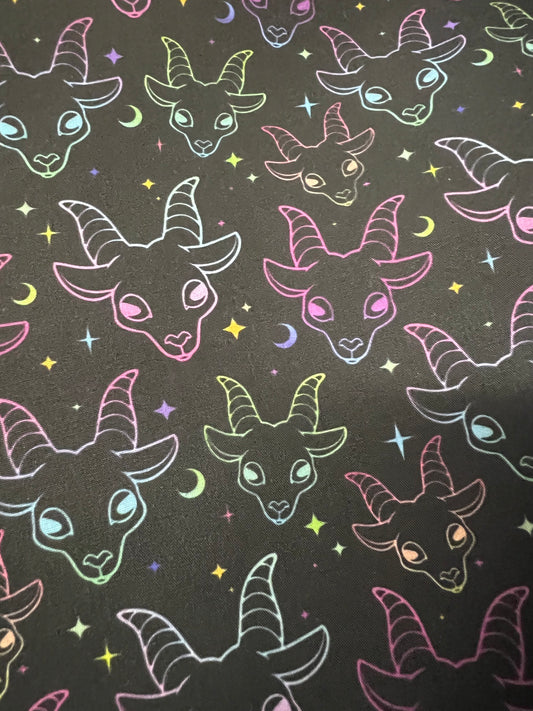 NEON BAPHOMET GOAT - Polycotton Fabric from Japan