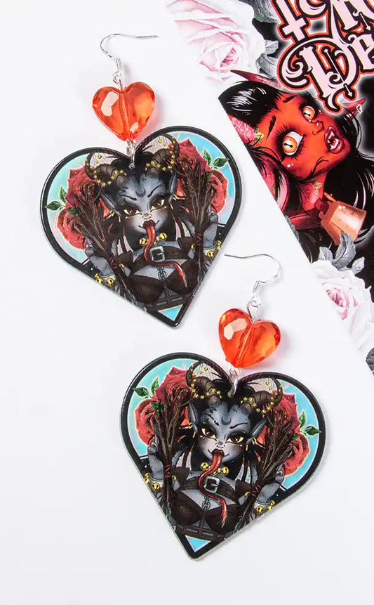 lady Krampus Earrings - Rose Demon