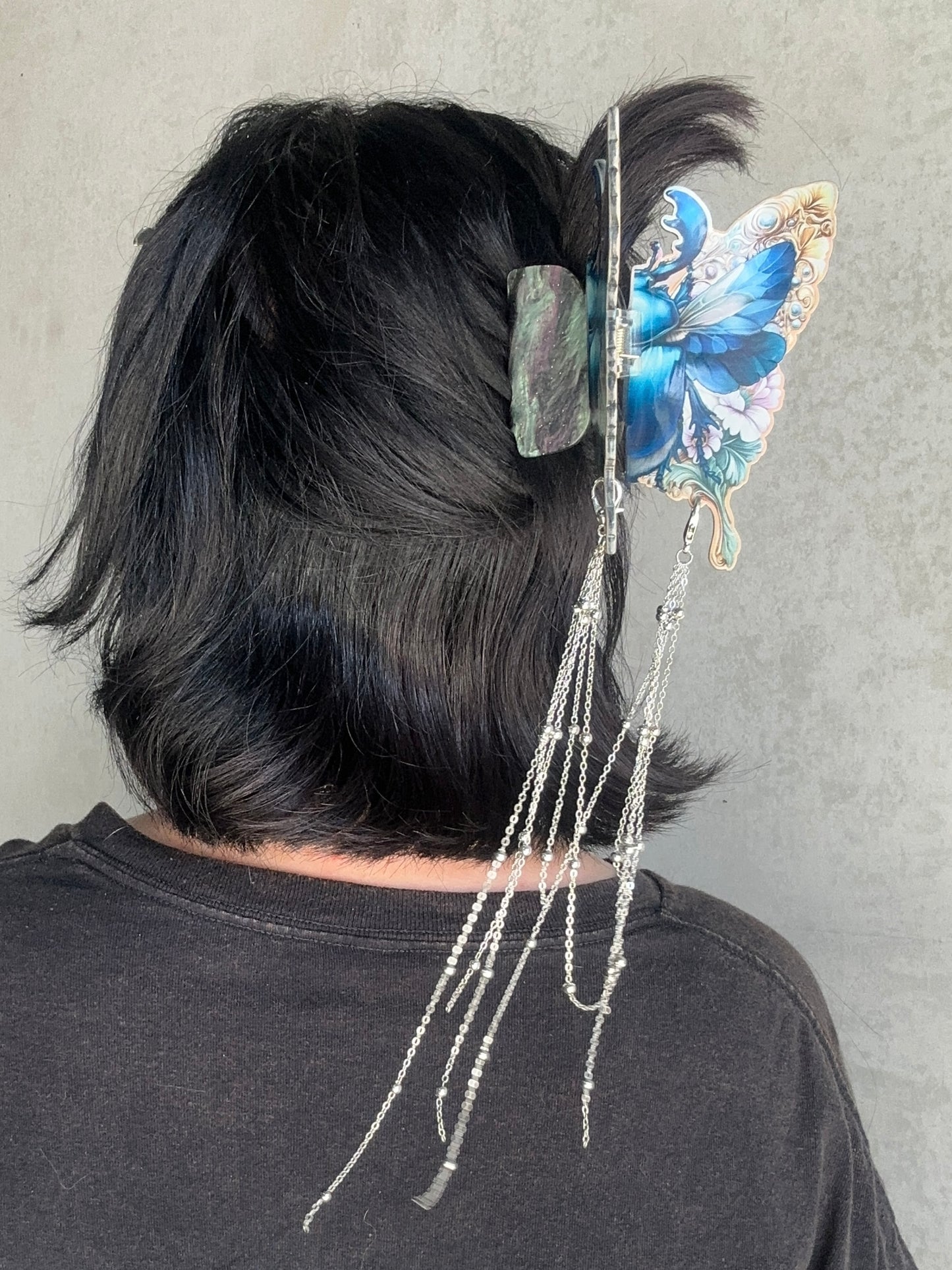 BEETLE BOY - Insect hair clasp with chain