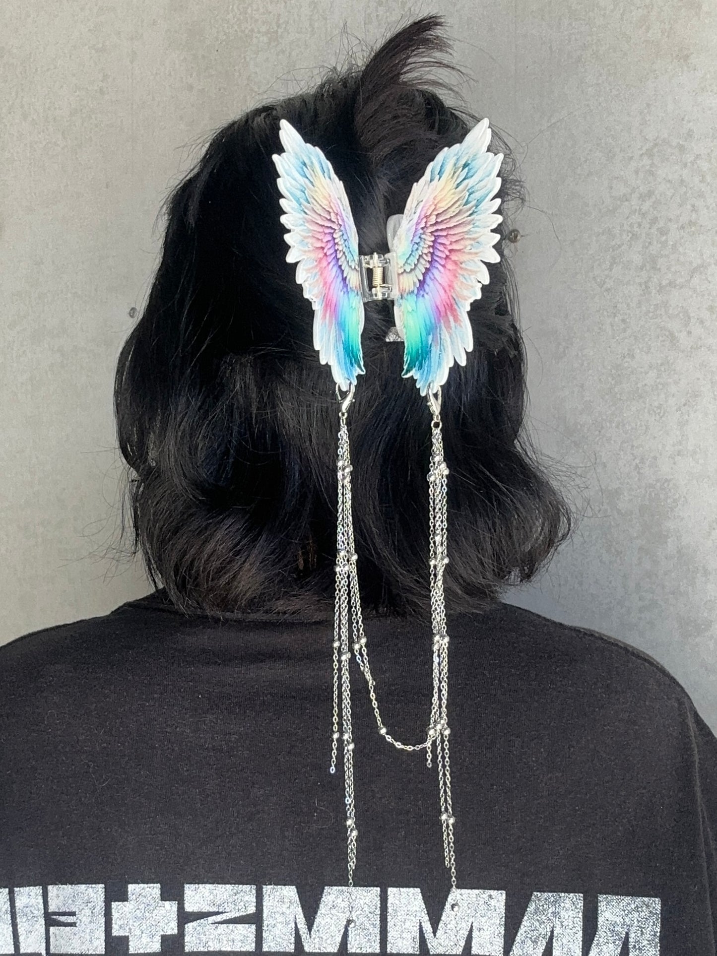 LIKE A PRAYER  - Angel wing hair clasp with chain