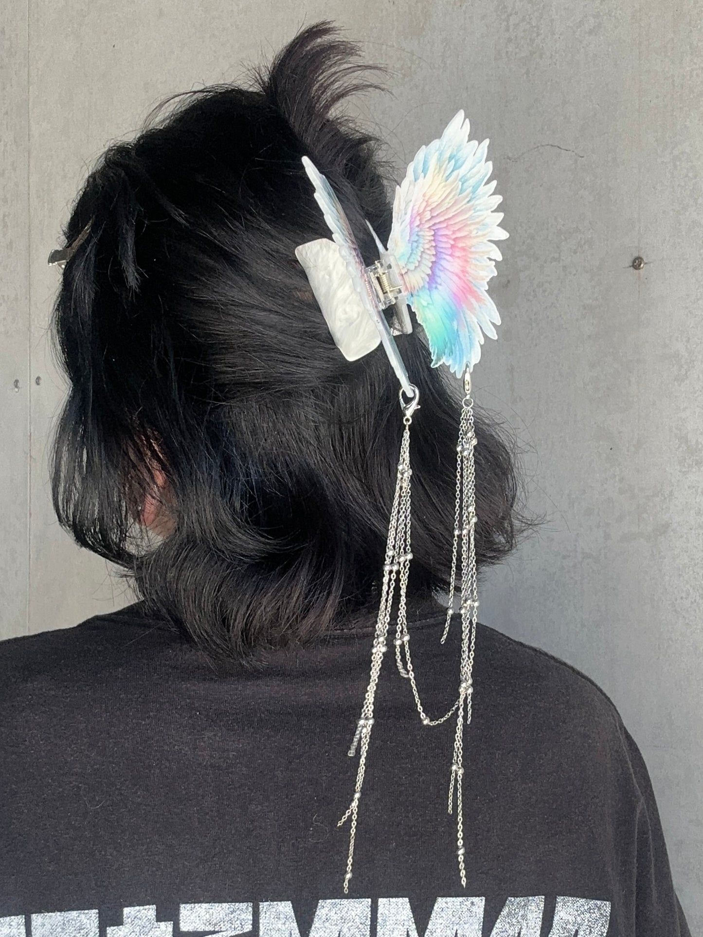 LIKE A PRAYER  - Angel wing hair clasp with chain