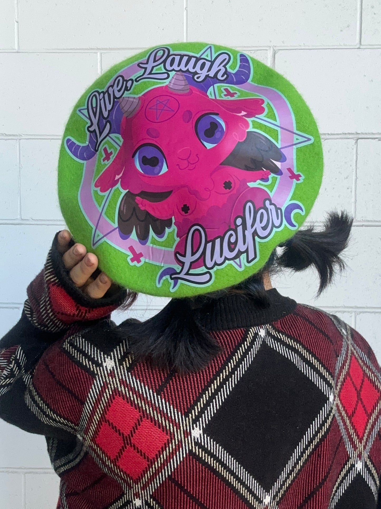 LIVE LAUGH LUCIFER BERET - Green Lucifer Beret