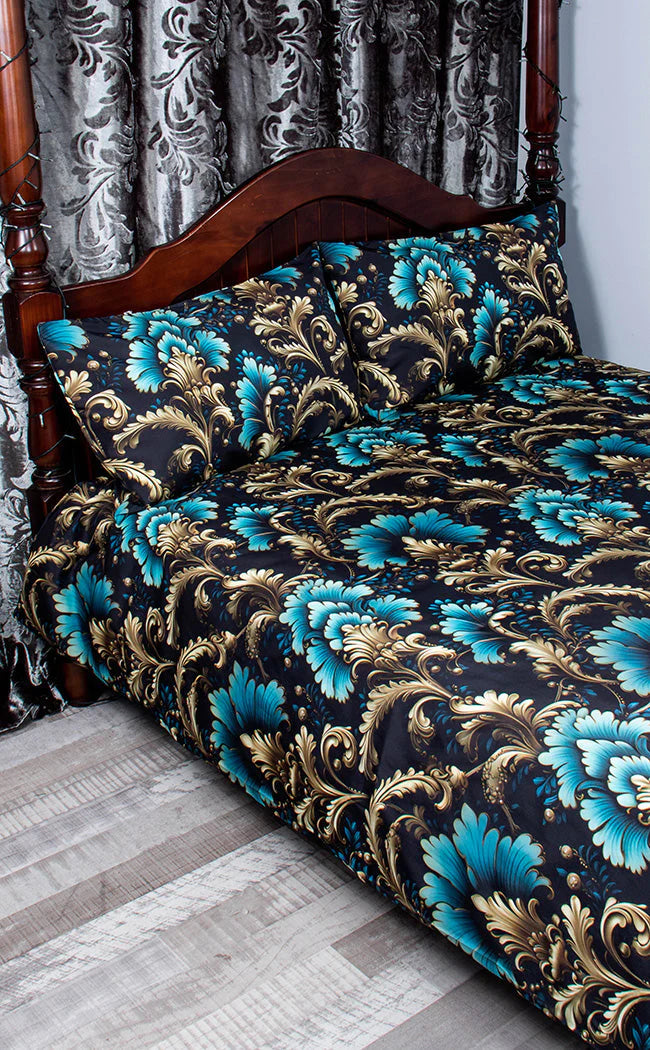 TEAL ROCOCO Quilt Cover Set & Pillowcases