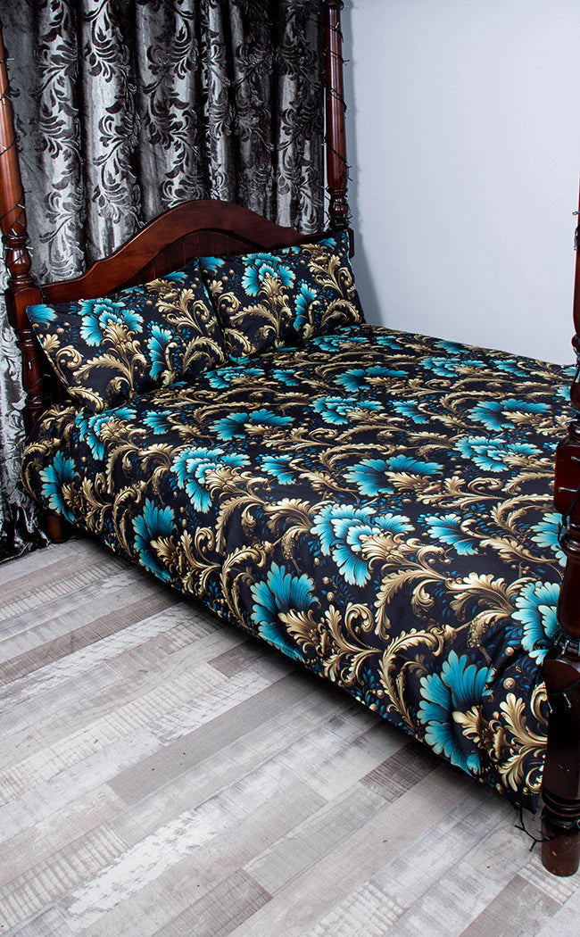 TEAL ROCOCO Quilt Cover Set & Pillowcases