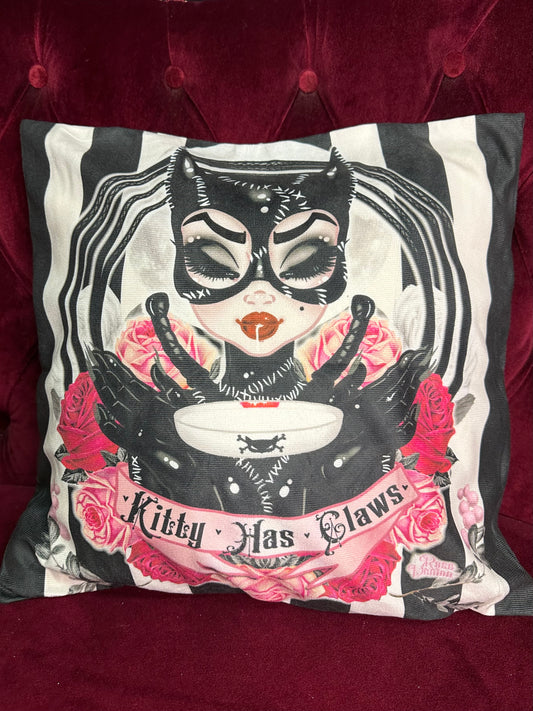 KITTY HAS CLAWS - Rose Demon Cushion Cover