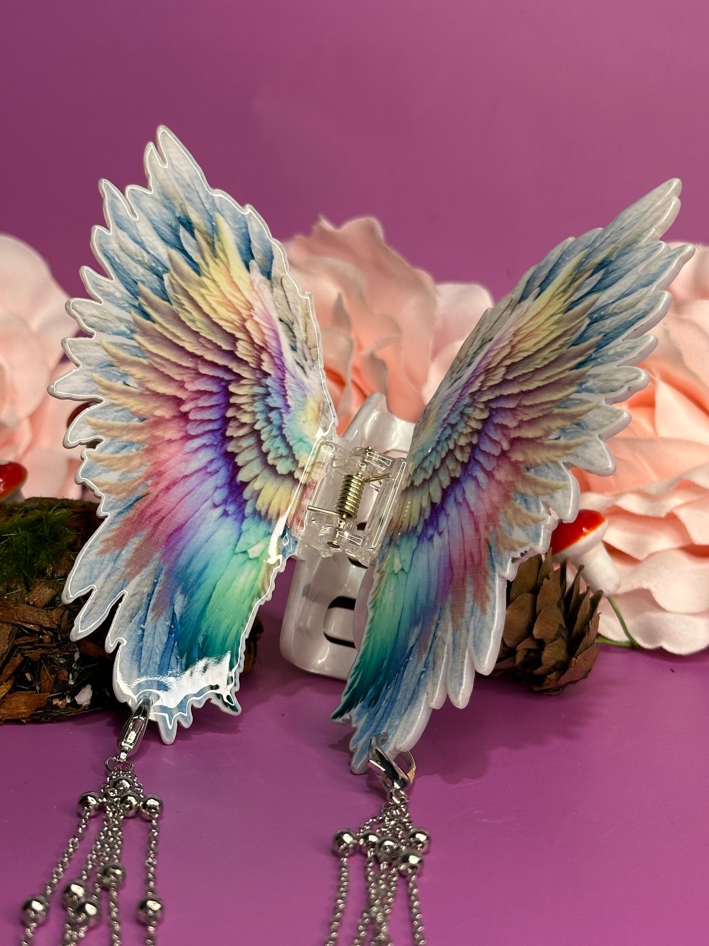 LIKE A PRAYER  - Angel wing hair clasp with chain