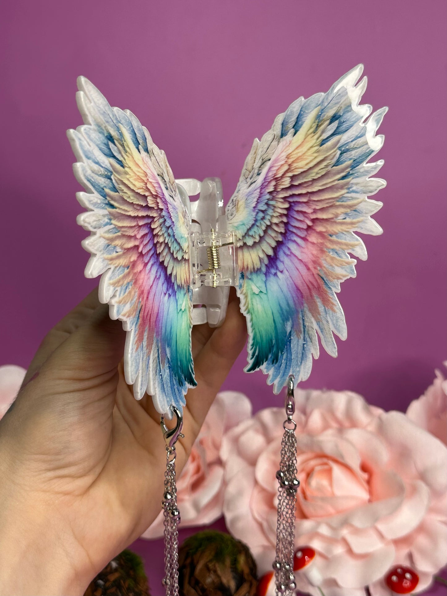 LIKE A PRAYER  - Angel wing hair clasp with chain