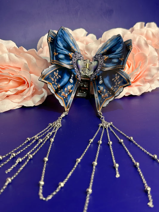 BOW PEEP - Ribbon hair clasp with chain