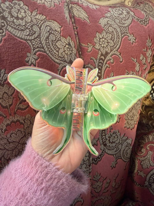 LUNA MOTH - iridescent cellulose hair clip