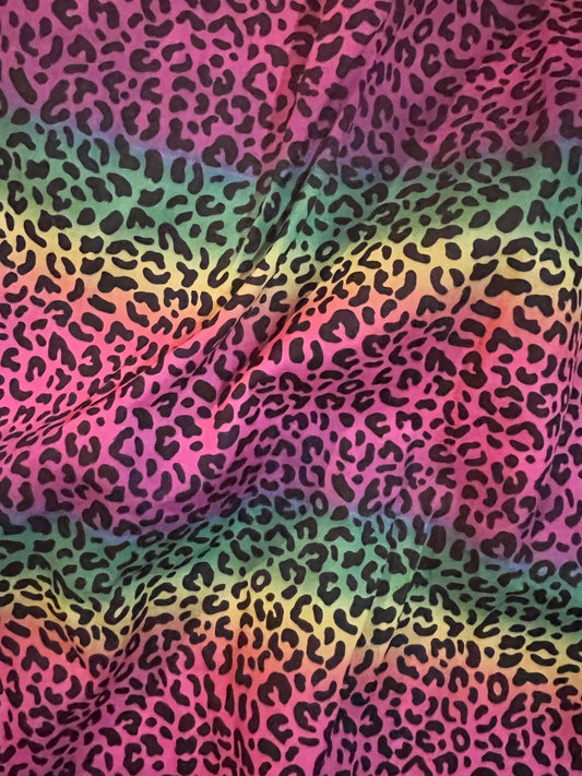 PSYCHOBILLY FREAKOUT - Polycotton Rainbow leopard Fabric